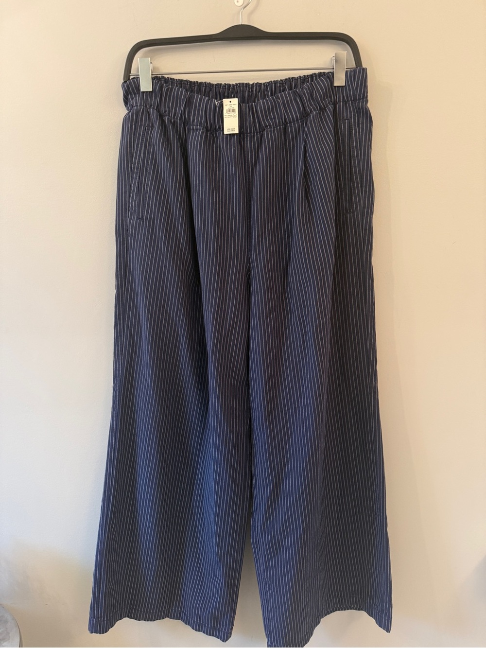 aerie Navy Pinstripe Wide-Leg Pants